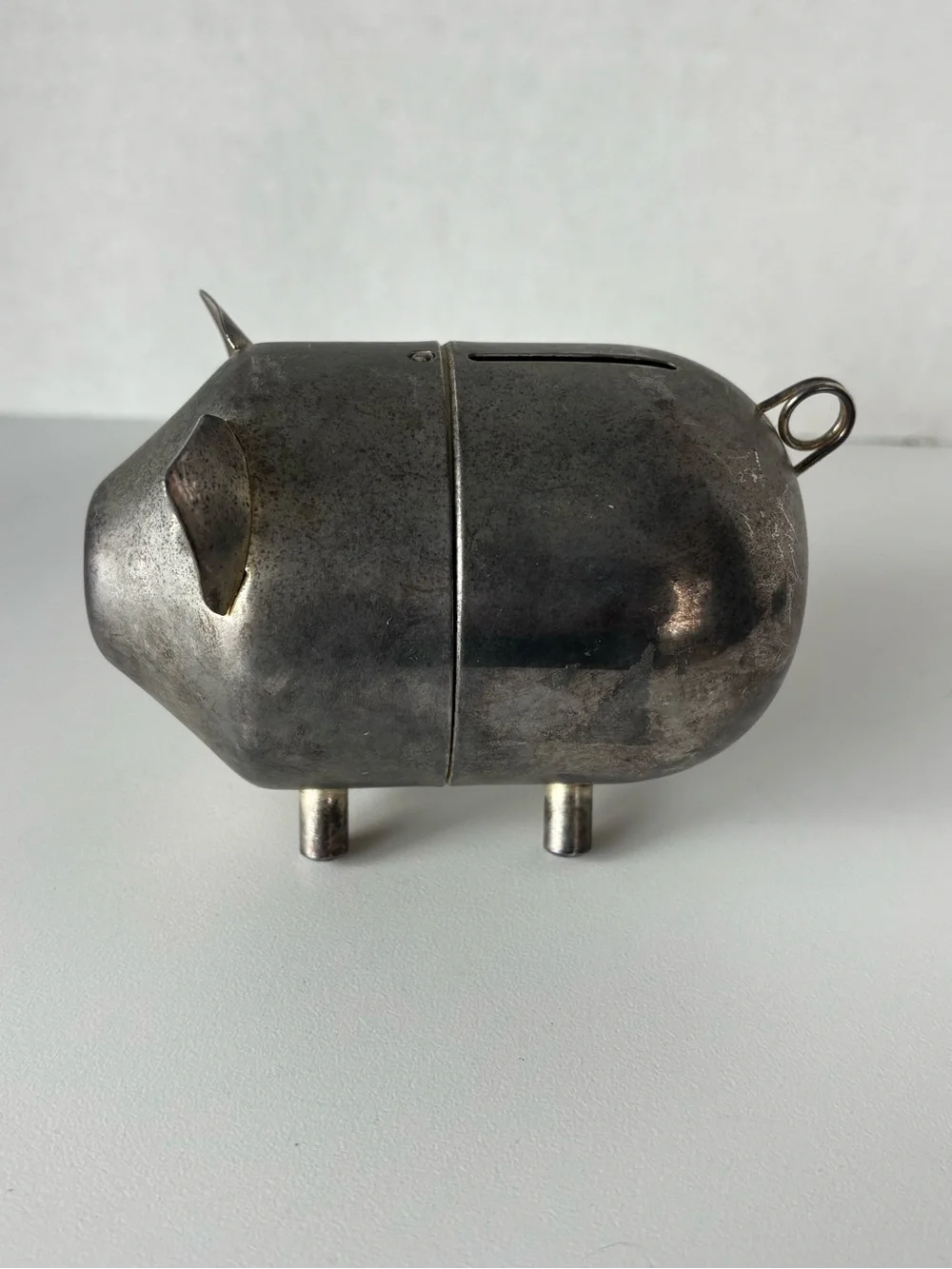 Vintage Silver Plated Lunt Piggy Bank 5”